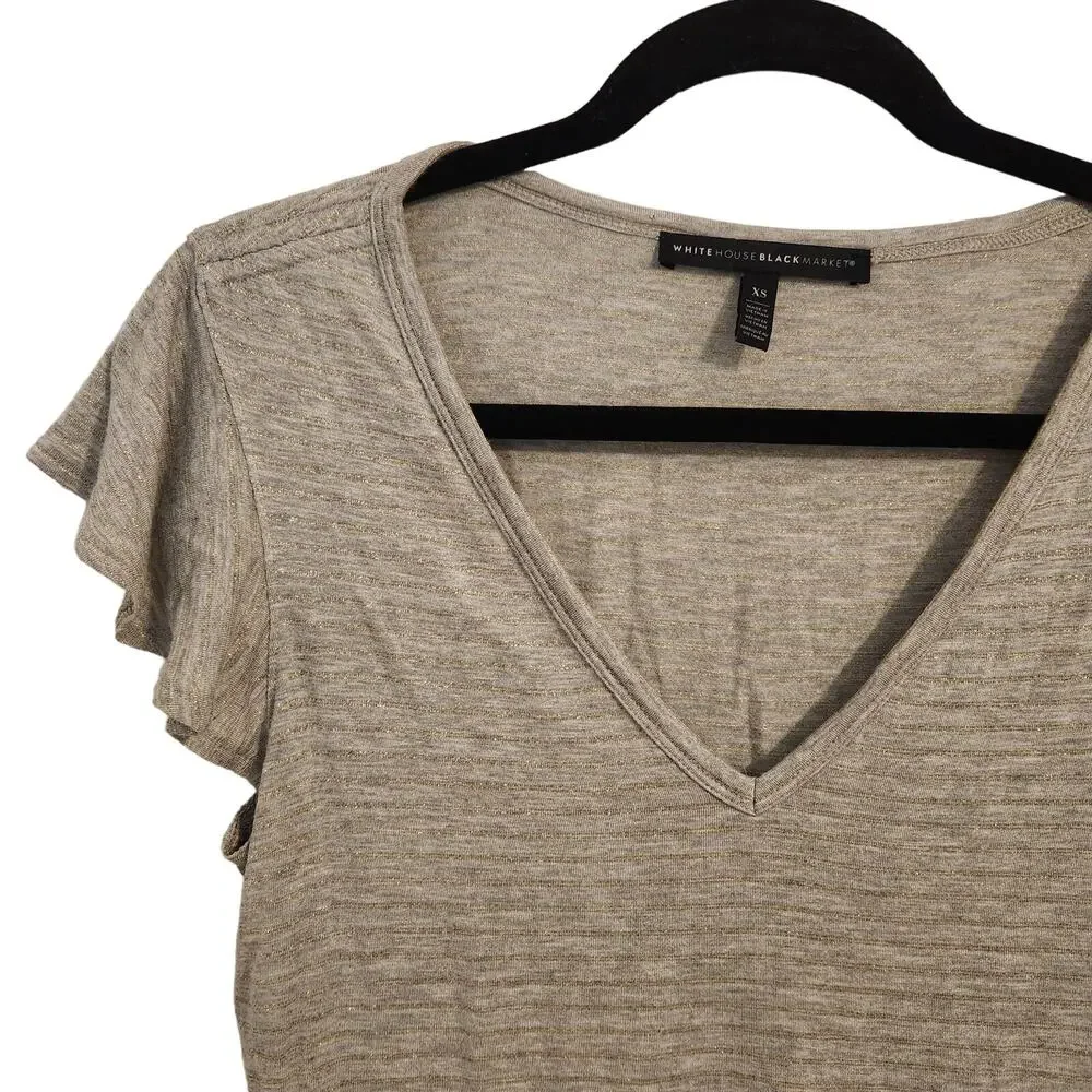 White House Black Market XS Shimmer Striped Tee - Picture 4 of 4